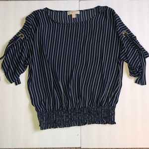 MICHAEL KORS WOMENS SIZE LARGE BLOUSE BLUE WHITE